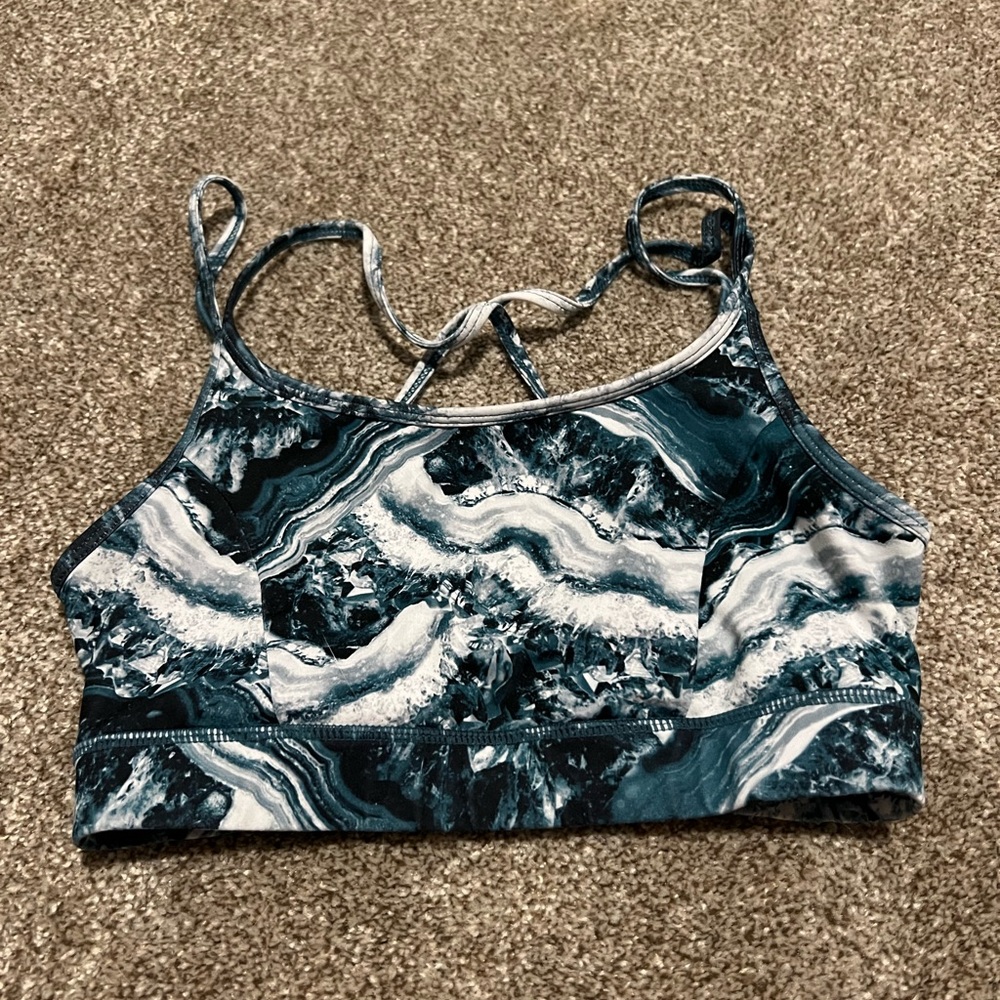 Gaiam Sports Bra size small, blue/green/white